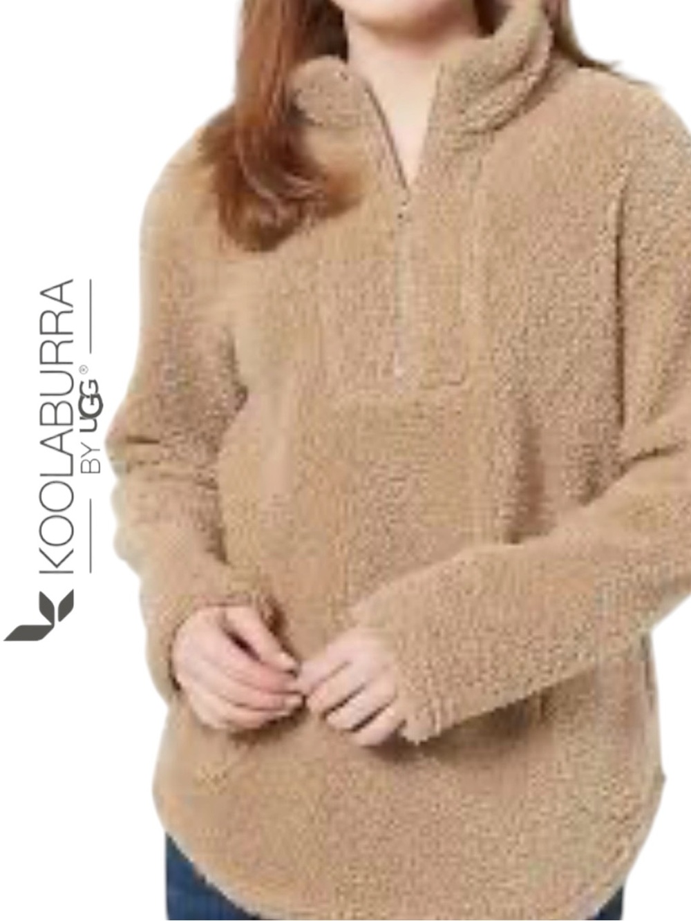 Koolaburra by UGG Medium Tan Amphora Brushed Back Sherpa Fleece 1/4 Zip Pullover